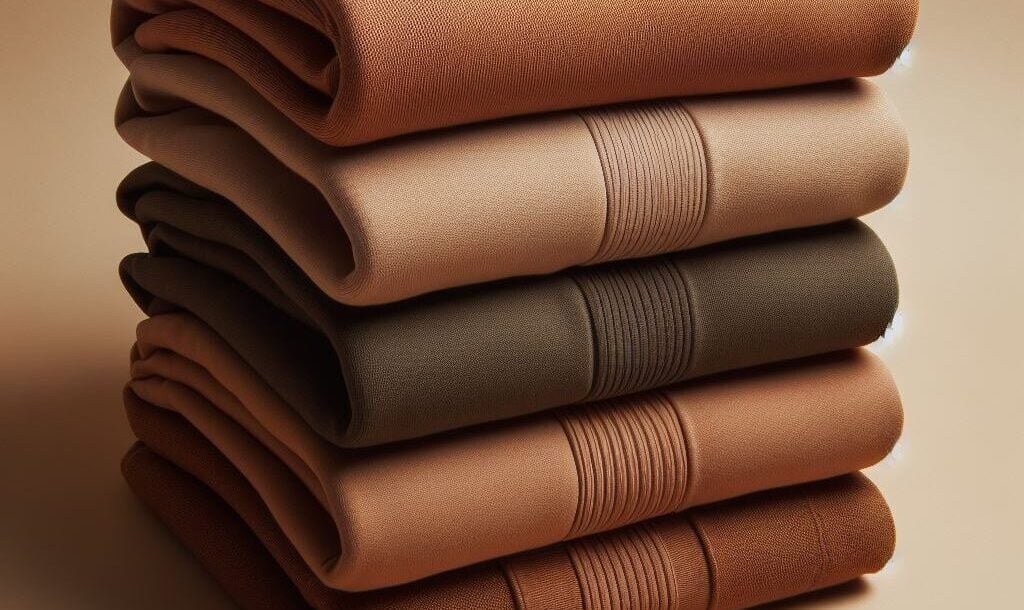 brown stacked sweatshirts